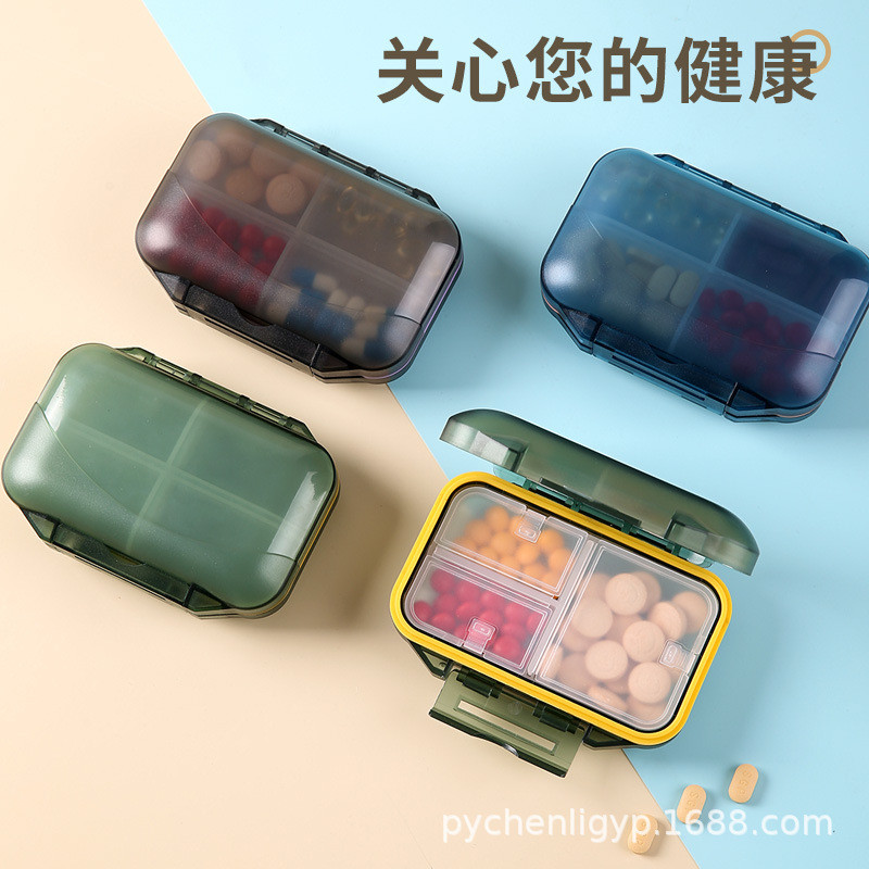 กล่องกล่อง Double-Layer 7-Grid Box Seven Days a Week Carry-on Pill Box Sealed Moisture- #FENG915#