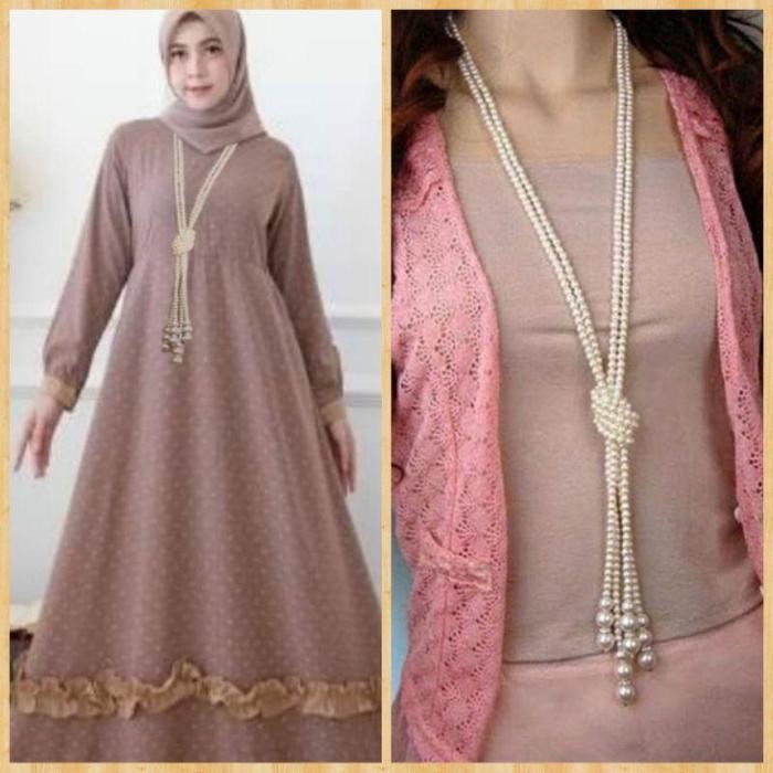 สร้อยคอมุกยาวฮิญาบ Senada Victory พู่ยาวสร้อยคอไข่มุกเครื่องประดับแฟชั่น TSK094 - - -