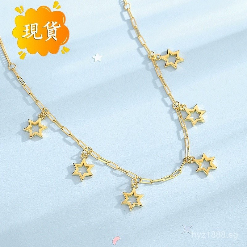 สร้อยคอมีดีไซน์แบบ Hexagram สำหรับผู้หญิง งานmanshipสูง จี้สไตล์เกาหลี F7ZK 3UHF