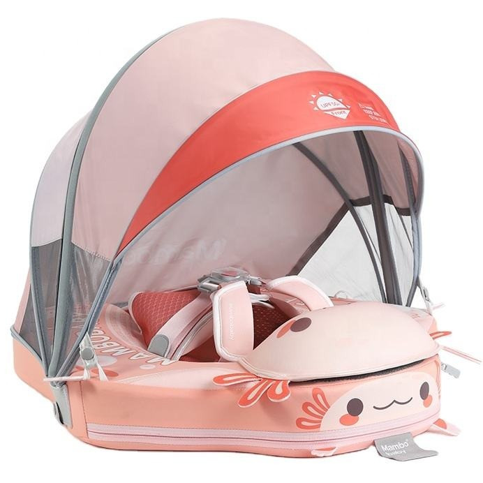 MAMBOBABY Float Sunny Navigator Baby Pool Float with Canopy ปลอดภัย สบาย ปรับ Axolotl Pool Float พร้