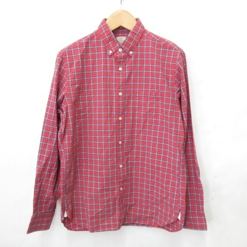 J.CREW CREW Shirt แขนยาวสีแดง ส่งตรงจากญี่ปุ่น มือสอง
