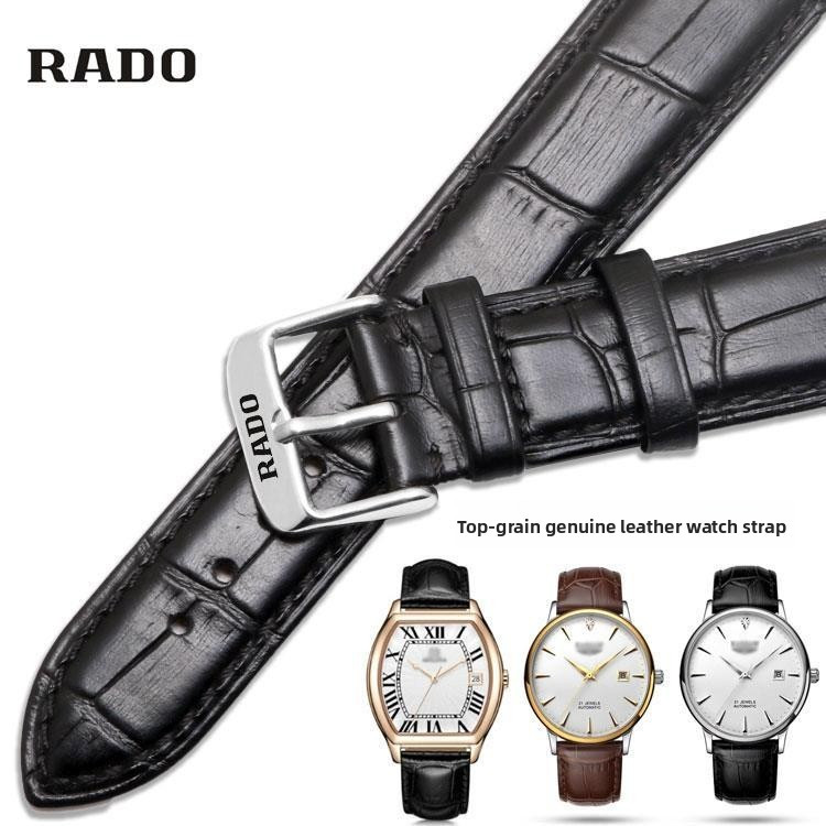 Rado สายนาฬิกาหนังคริสตัล Gem Series R22876015 ร14132135 ผู้ชายและผู้หญิงสายนาฬิกาหนังขาหัวเข็มขัด12