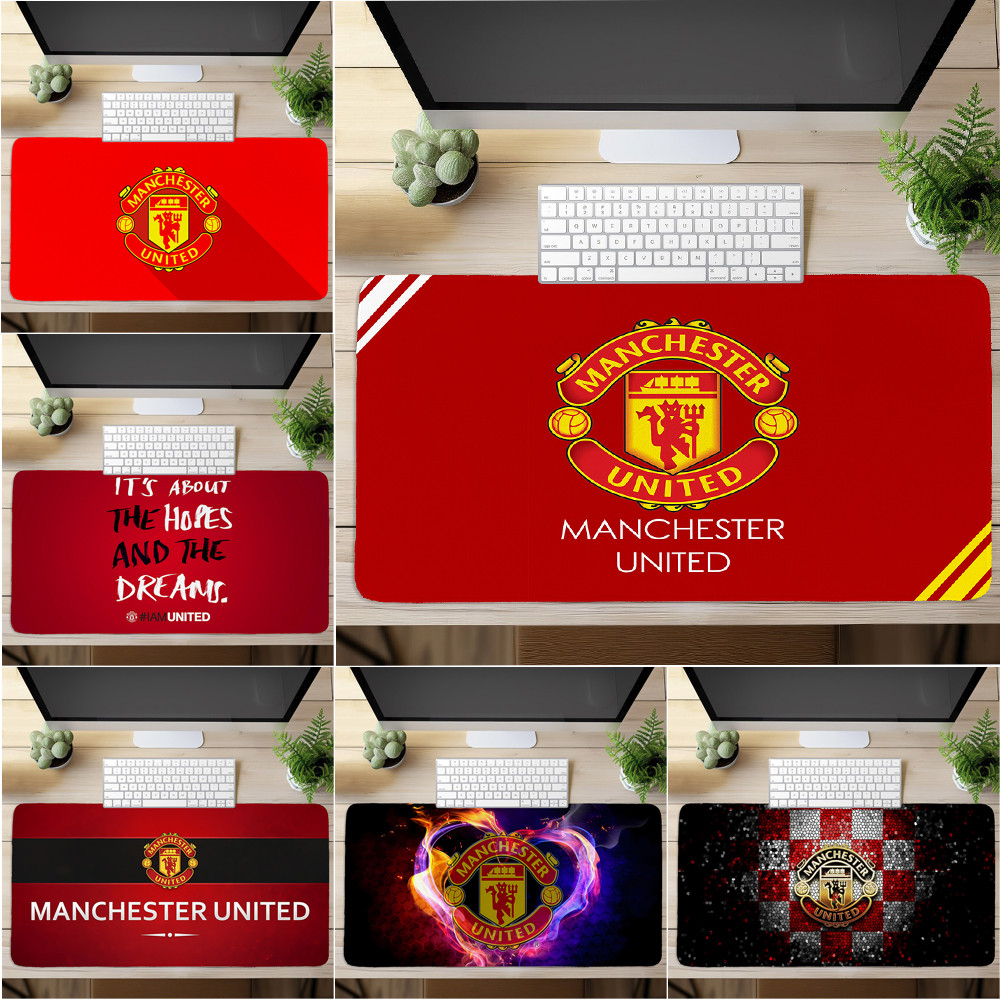 Manchester United FC Logo Mouse Pad Art Printing Computer Keyboard Desk Pad (60x30 ซม./80x40 ซม.)