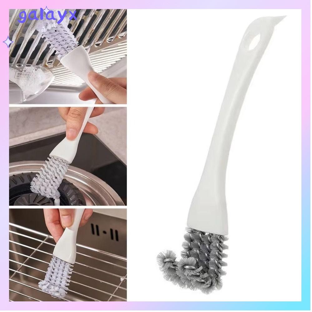 GALAYX แปรงทําความสะอาดเตา, V-shaped Universal Crevice แปรงแบบพกพานํากลับมาใช้ใหม่ด้ามยาวบาร์บีคิว Grille แปรงสําหรับอ่างล้างจาน Dead End บาร์บีคิวลวดตาข่ายพัดลมดูดอากาศ