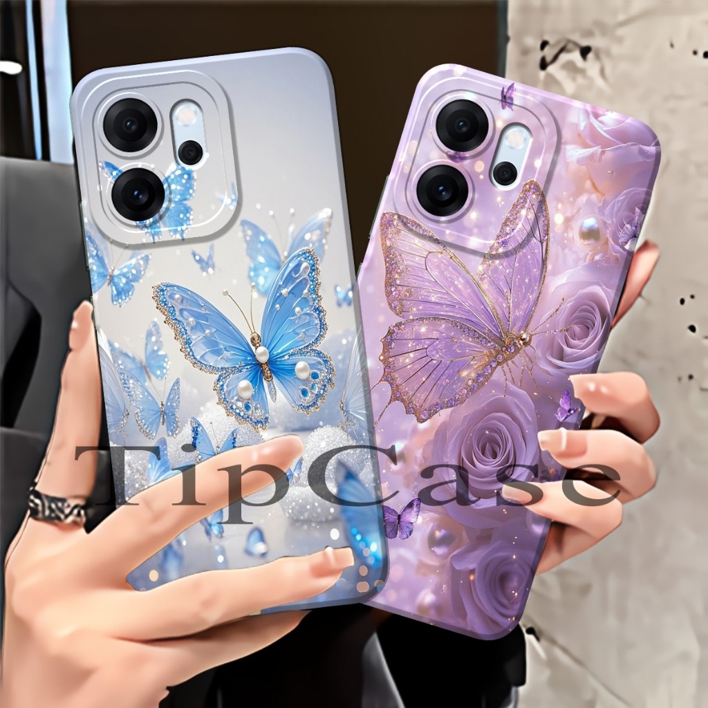 Softcase สําหรับ Reno 14f 14 14 Pro 13f 13 กรณี Procamera ออกแบบผีเสื้อ Cantik