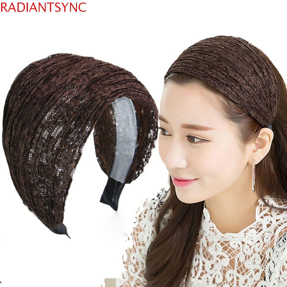 RADIANTSYNC ที่คาดผมตาข่ายลูกไม้, ดอกไม้ลูกไม้แถบคาดศีรษะกว้าง, ห่วงผมย้อนยุคกว้างด้านข้าง Headwear ที่คาดผมสําหรับผู้หญิงล้างหน้า
