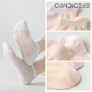 🧦【CSND】ถุงเท้าสตรีสีพื้นบาง สั้นตัดตื้น เนื้อตาข่าย ระบายอากาศดี ใส่สบาย ไม่เหม็นอับ ใส่ได้ทุกวัน เหมาะกับอากาศร้อน