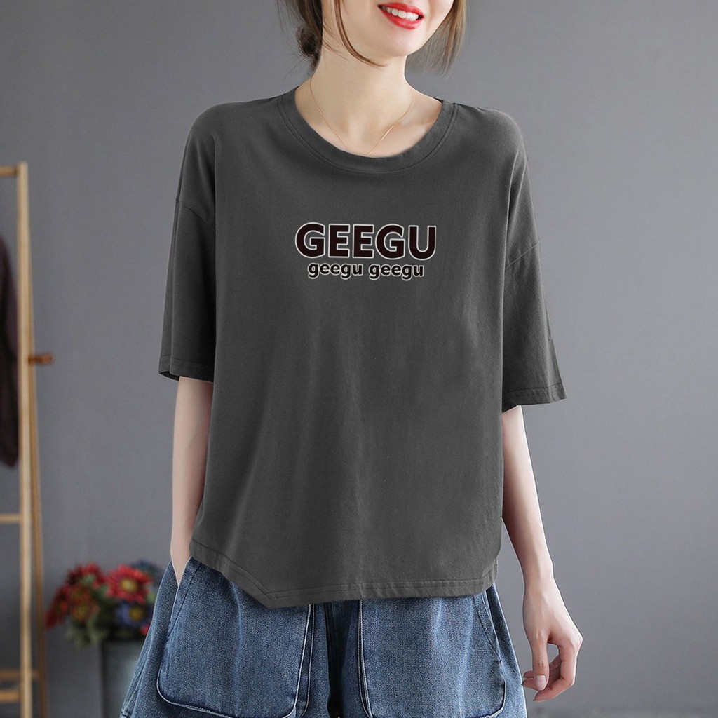 เสื้อยืดรอบคอหลวม สไตล์สลิม ดีไซน์เรียบหรู รหัส 9.19K