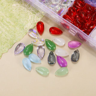 50PCS ลูกปัดแก้วน้ำหยดสีทำด้วยมือ DIY จี้อุปกรณ์เสริม
