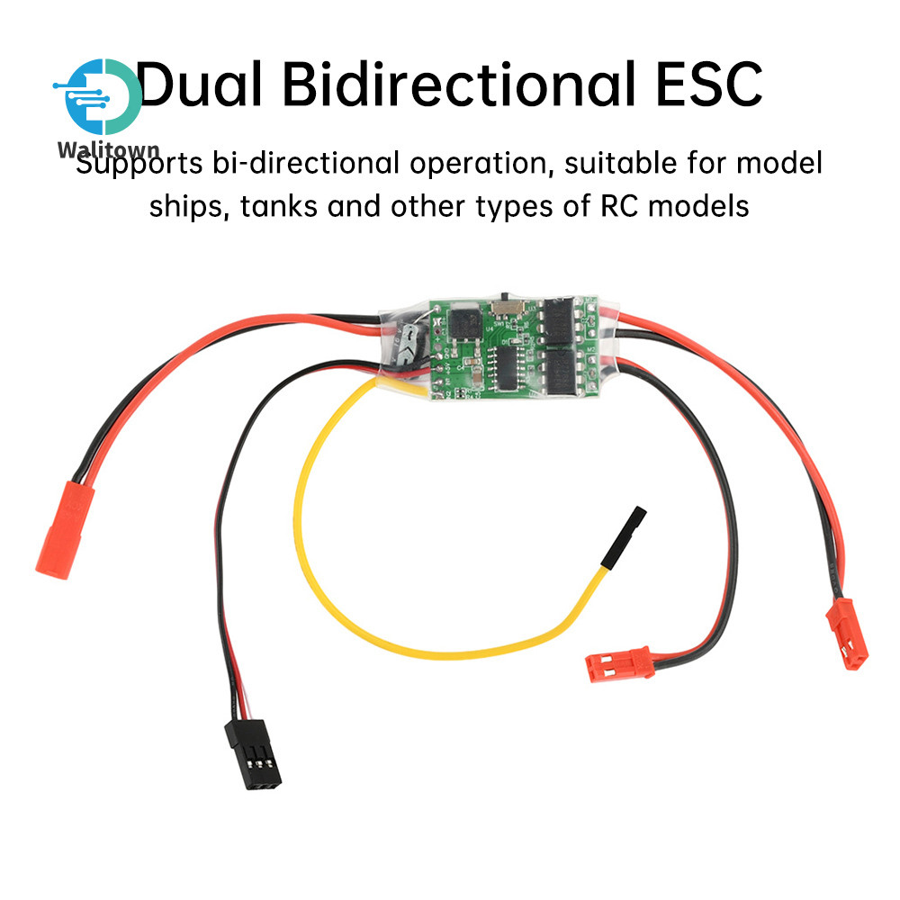 Dual-Channel Bidirectional แปรง ESC Speed Controller รุ่น RC เรือถัง Crawler รถ 2S 3S Li-ion แบตเตอร