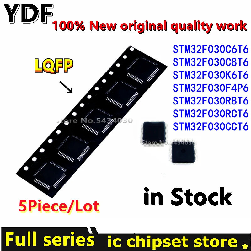 5PCS STM32F030C6T6 STM32F030C8T6 QFP48 STM32F030K6T6 QFP32 STM32F030F4P6 SSOP20 STM32F030R8T6C6C6C6T