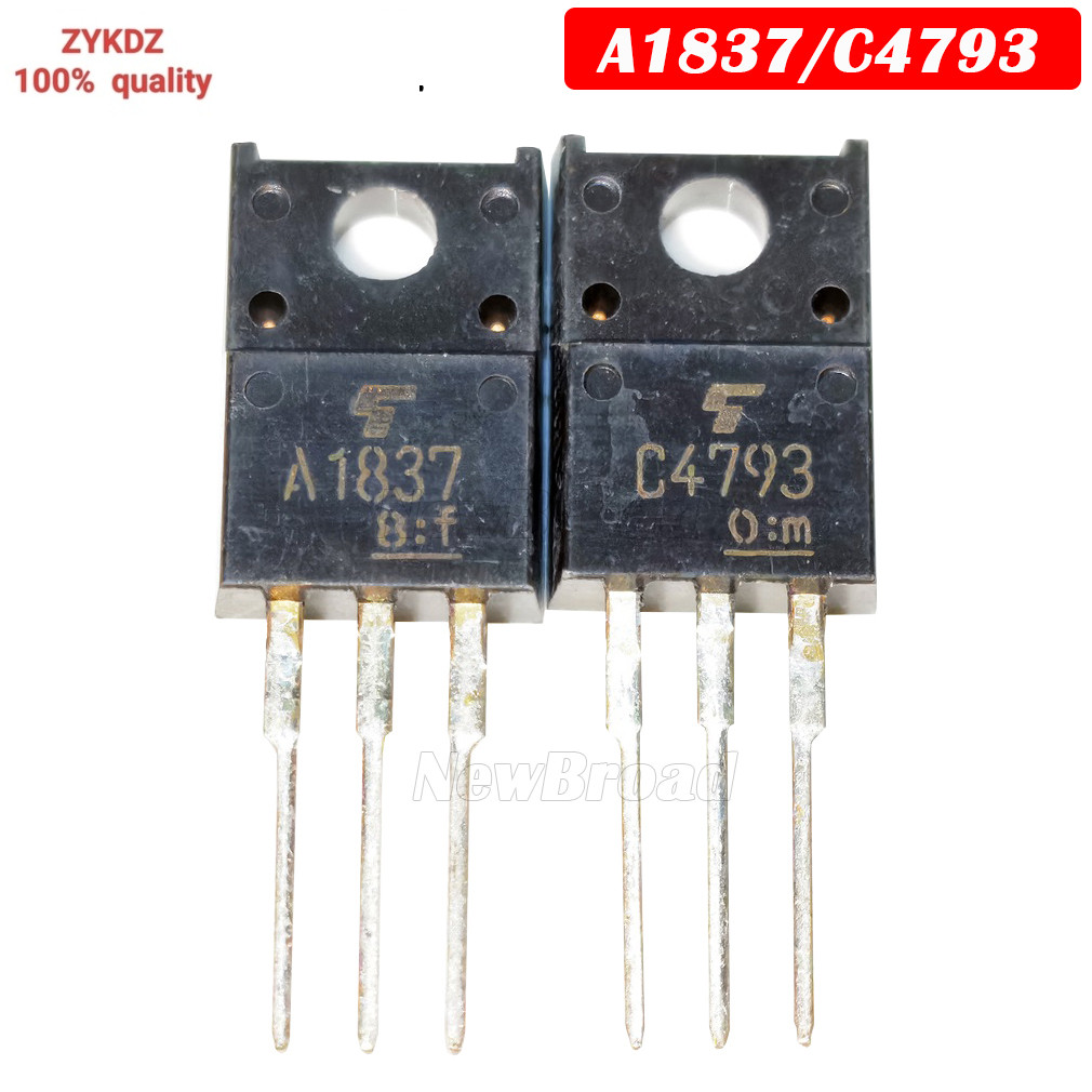 5PCS ใหม่ Triode Power ทรานซิสเตอร์ 2SA1837 A1837 2SC4793 C4793 TO-220F