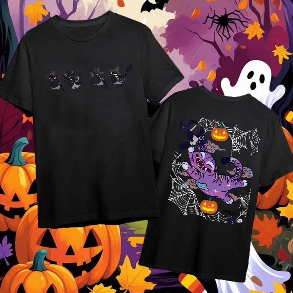 (จัดส่งตลอด 24 ชั่วโมง) Halloween เสื้อทีชฮาโลวีน เด็กๆ ยาวแขนสั้น สำหรับชายหญิง Happy Halloween #H6