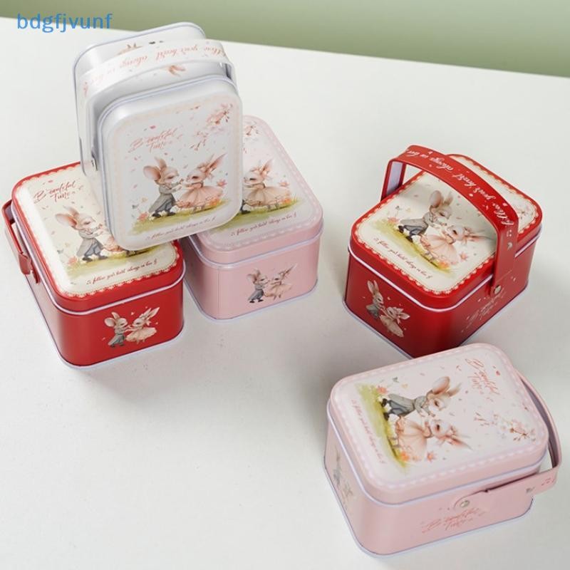 BDGF Tinplate Candy กล่องเด็กของขวัญกล่องดีบุกขนาดเล็กกล่องคุกกี้แบบพกพากระต่ายของขวัญกล่องสําหรับวันเกิดงานแต่งงานตกแต่ง TH
