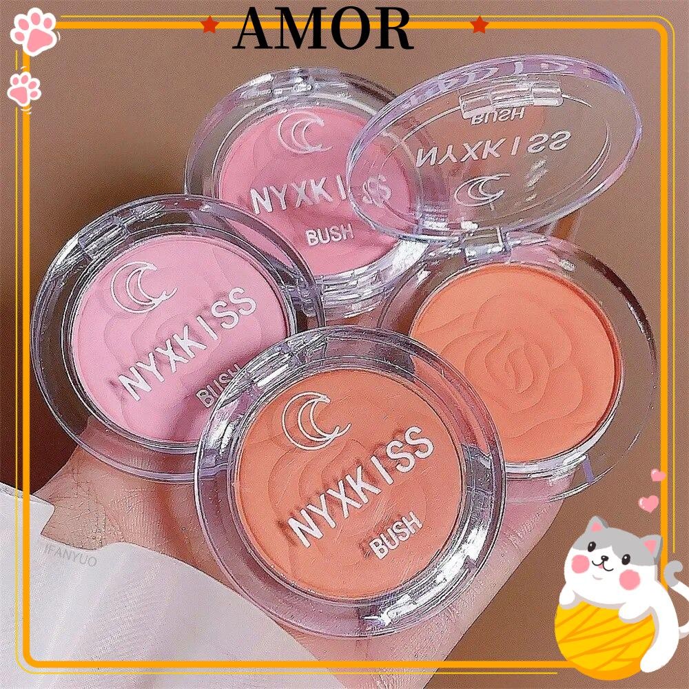 AMOR กลีบนูน Blush, Long-lasting Matte Makeup Blush, Face Brightens Palette Cheek Contour Natural Ro
