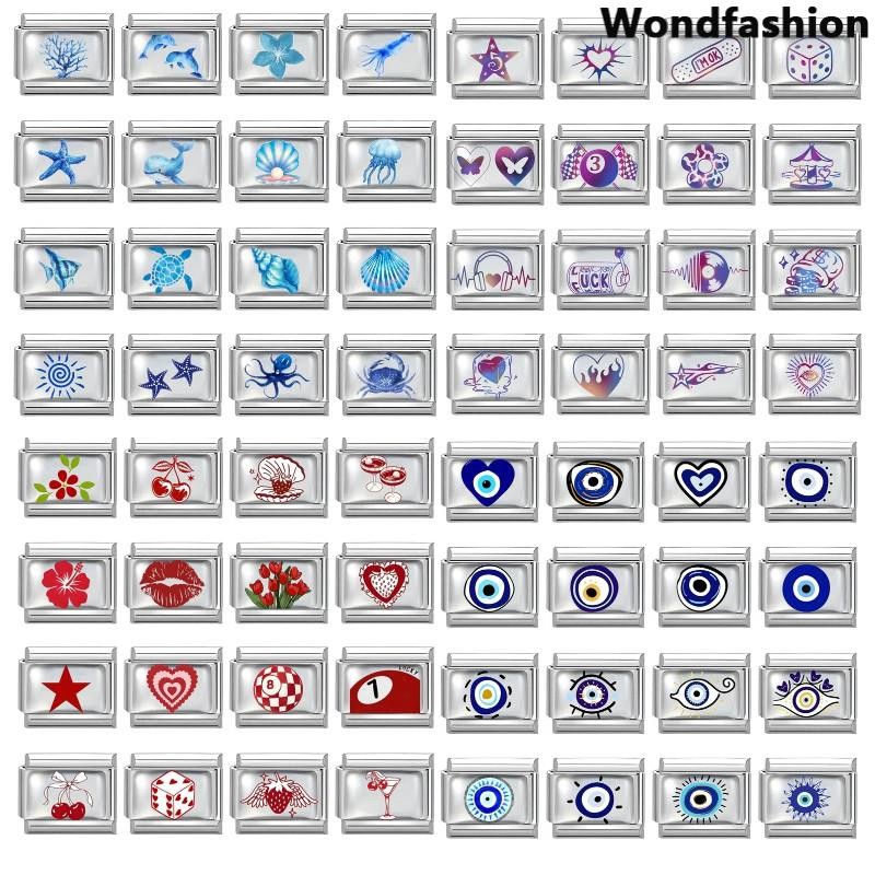 สร้อยข้อมือสแตนเลสสไตล์อิตาเลียน charm ขนาด 9 มม., สำหรับทำเครื่องประดับด้วยตัวเอง ออกแบบเรโทรเพิ่มบุคลิกภาพ