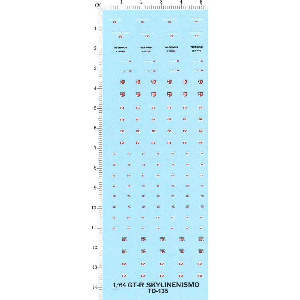 1/64 GT-R SKYLINE NISMO Small Scale Model Body Logo Water Sticker