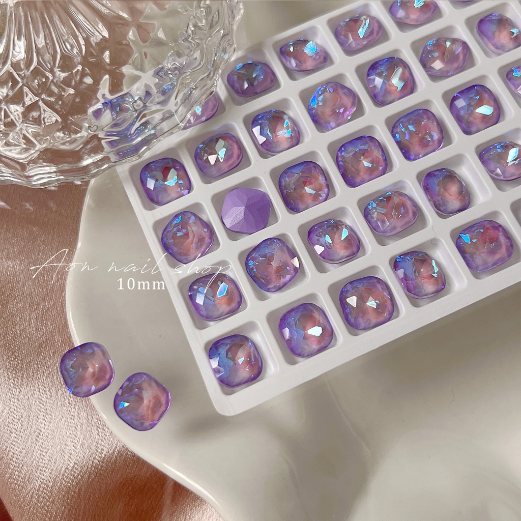 QJforuK9 Swarovski สไตล์เดียวกัน Fat Square Diamond ลิงน้อยแต่งเล็บสไตล์เดียวกันสี Diamond Mocha Mag