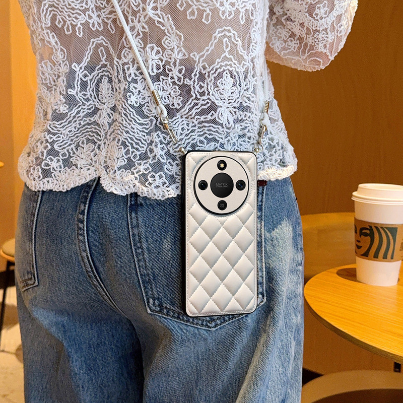 เหมาะสําหรับ Huawei Honor x70 เคสโทรศัพท์ Crossbody Honor x70 Rhombus Honor x60 หนังนุ่มสามมิติ