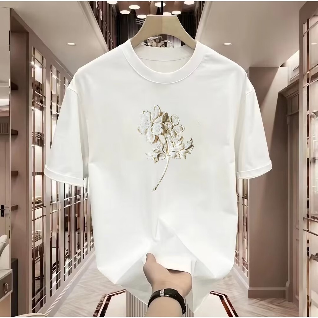 2025 NEW 2025 2024 New Year Trendy Versatile Casual Simple T-Shirt Business Heavyweight Short Sleeve