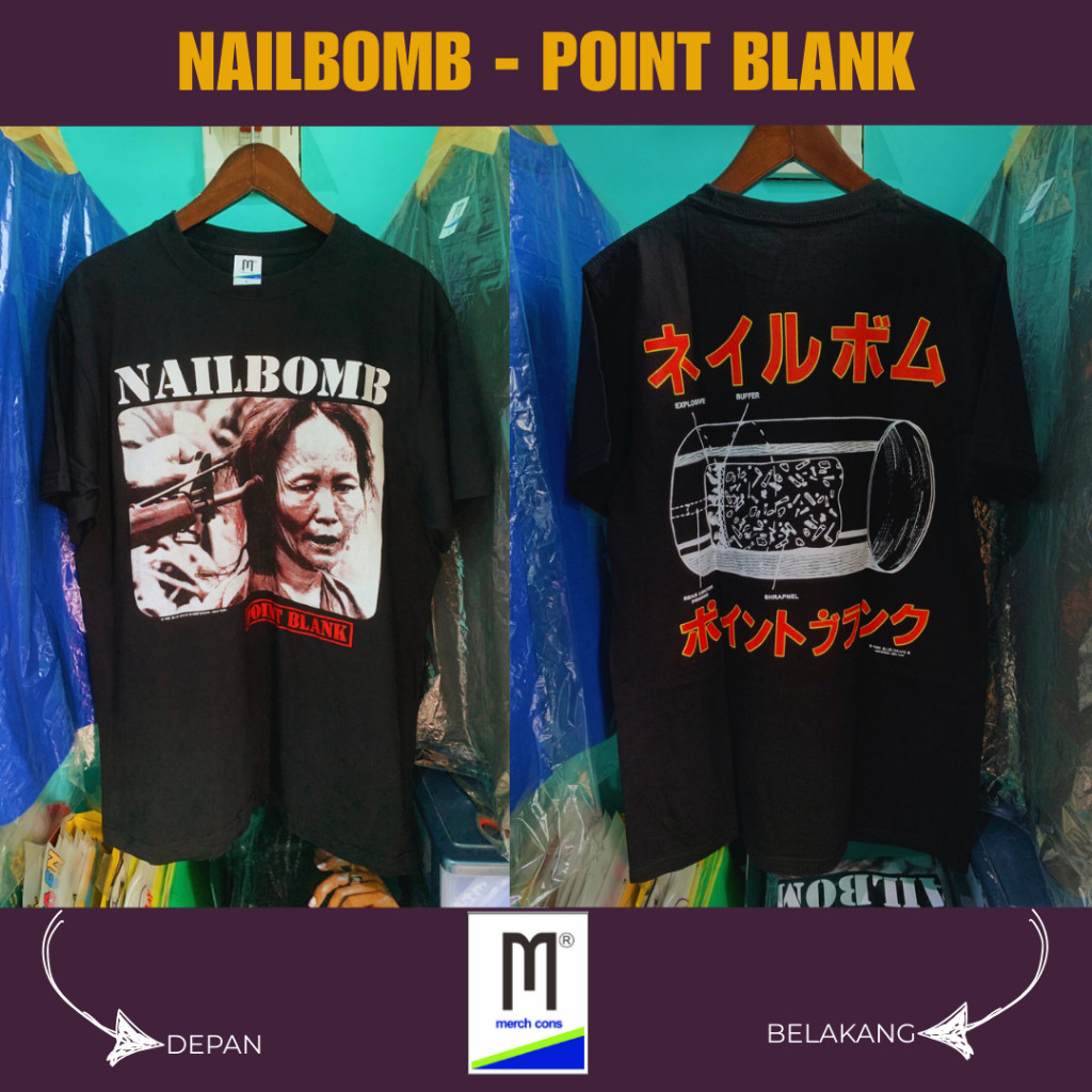 สต็อกจํานวนจํากัด / NAILBOMB POINT BAND T-SHIRT BLANK TAG MERCHCONS / SIZE USA