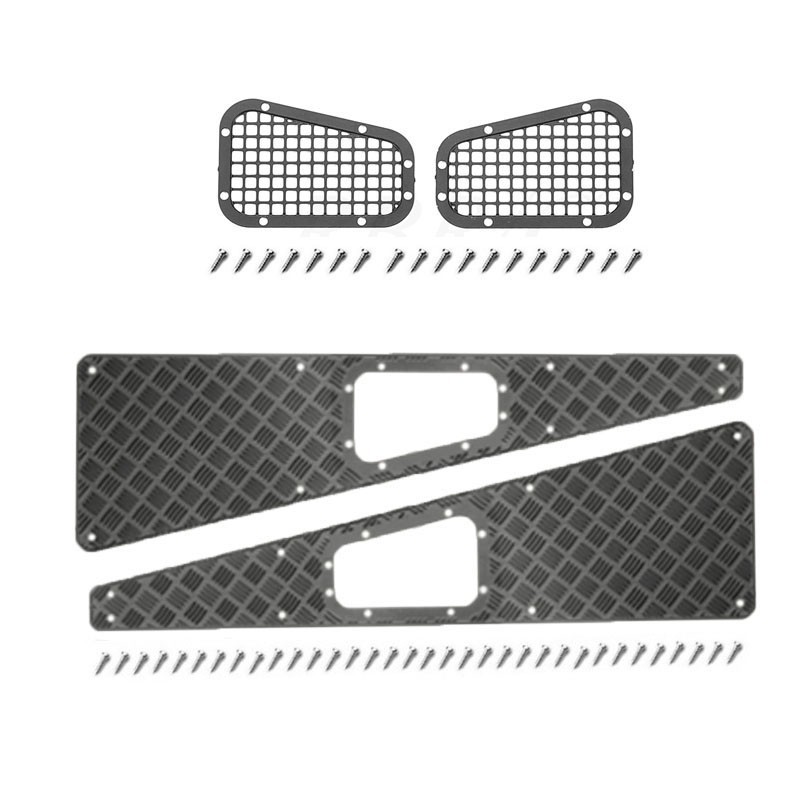 TRX4 ง่ายต่อการควบคุม YK6101 Land Rover Defender ฝาครอบโลหะแผ่นกันลื่นฝาครอบเครื่องยนต์แผ่นตกแต่งสแต