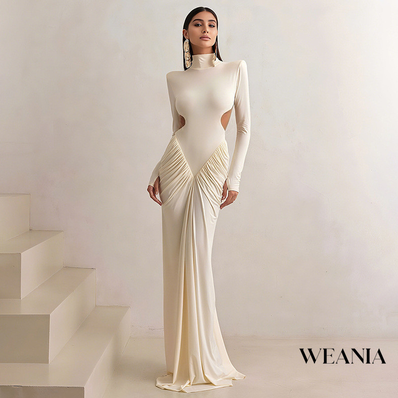 ชุดเดรส WEANIA แขนยาวแบบเข้ารูปรองเท้าเปลือยหลัง