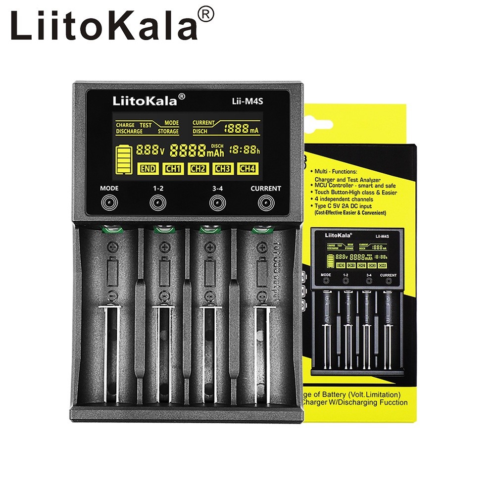 เครื่องชาร์จถ่าน LiitoKala Lii-M4S   รองรับ 26650，21700，20700, 18650, 18490, 18350 AA AAA - Battery 