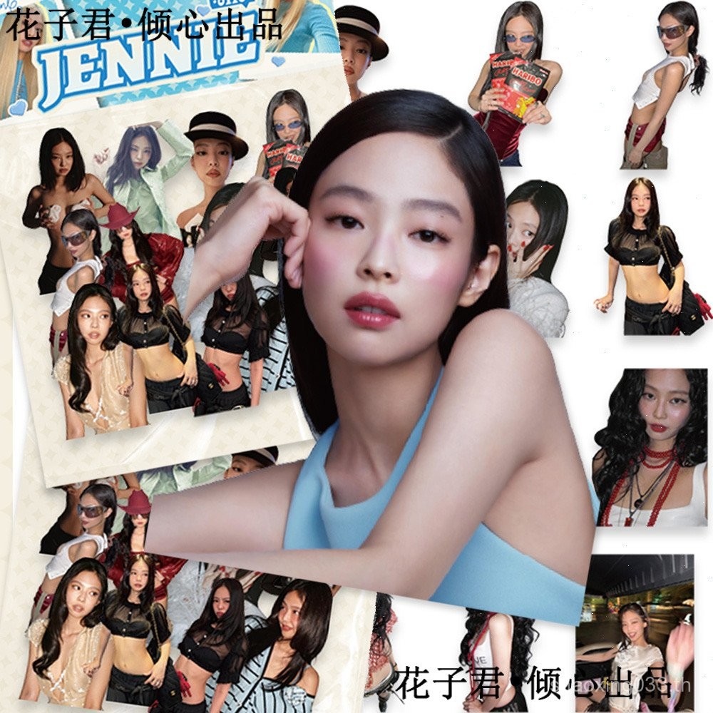 100 แผ่น Jennie Jennie Laser Stickers ins สติ๊กเกอร์อุปกรณ์ต่อพ่วงเดี่ยวไอดอลมูลค่าสูงกันน้ํา IJ0C