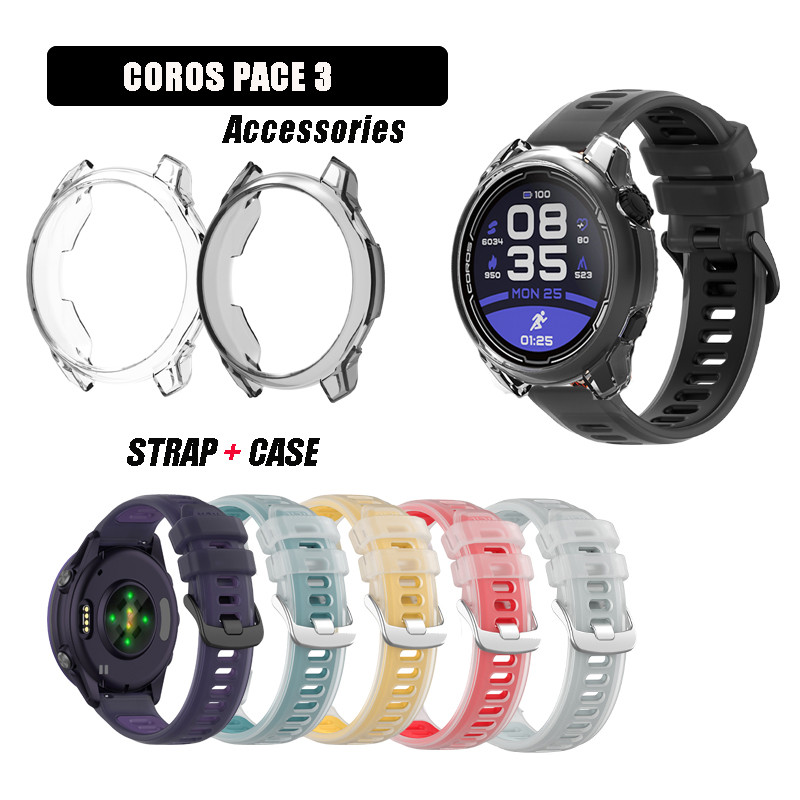 [เคสใส+สายนาฬิกา] สายสีเยลลี่สำหรับ COROS PACE 3 สายอะไหล่ สายซิลิโคน – โปรปัง