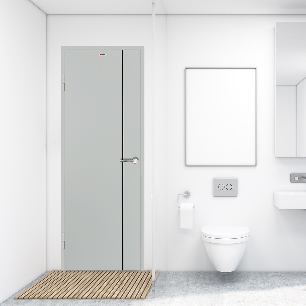 LOCAL789 BATHIC ประตูยูพีวีซี รุ่น Groove BG1 ขนาด 70x200 ซม. สีเทา (เจาะลูกบิด) ร้านอยู่ในไทย