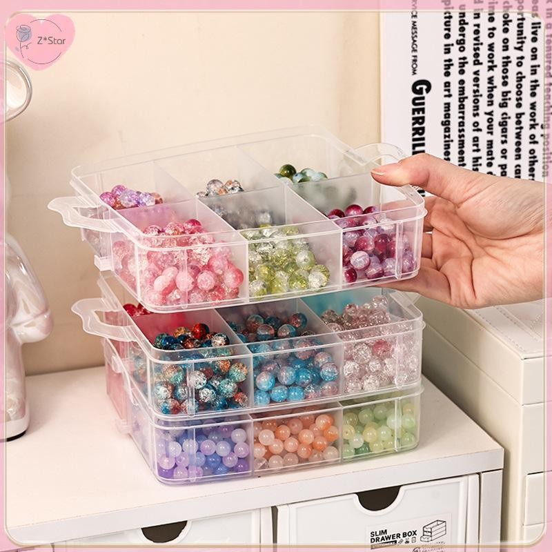 Z*Star 1/2/3/4 ชั้นโปร่งใสปรับ Stackablepartment Slot กล่องเก็บพลาสติกสําหรับจัดระเบียบของเล่นเครื่อ