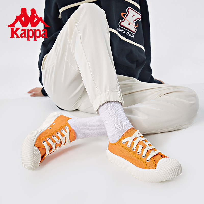 Kappa Kapa รองเท้าผ้าใบฤดูใบไม้ร่วงคู่ผู้ชายผู้หญิงรองเท้าผ้าใบลําลองรองเท้าผ้าใบ Low-Top รองเท้าสีข