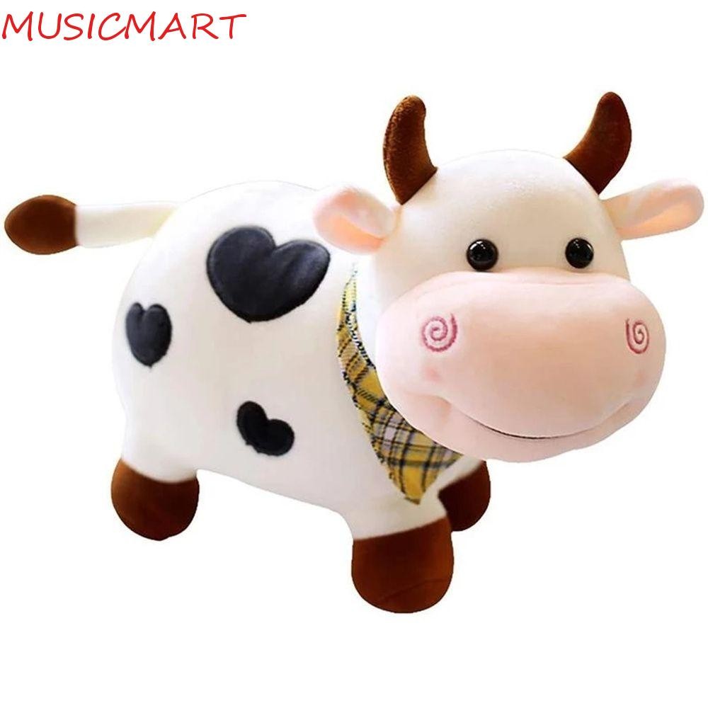 MUSICMART วัวตุ๊กตาของเล่นตุ๊กตาสัตว์นุ่มสําหรับสาวยัดไส้ของเล่น Smile วัวการ์ตูน Bull Plush ตุ๊กตา