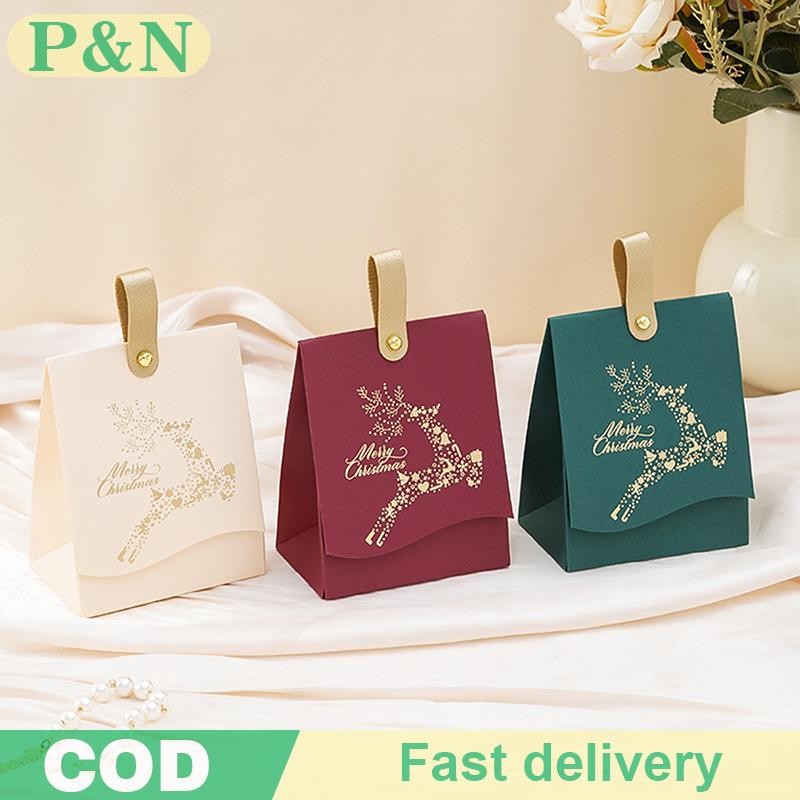[P&N] 5 ชิ้น Merry Christmas Gift Box สําหรับห่อคุกกี้และกล่องขนมกระเป๋าของขวัญคริสต์มาส [cod]