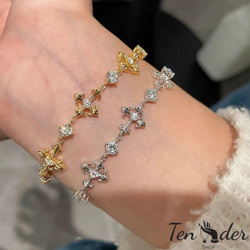 COD-ส่งเร็วจากไทย สร้อยข้อมือ Iris Zircon สำหรับผู้หญิง ดีไซน์หรูหรา น้ำหนักเบา สไตล์พระราชวังย้อนยุค-Ten
