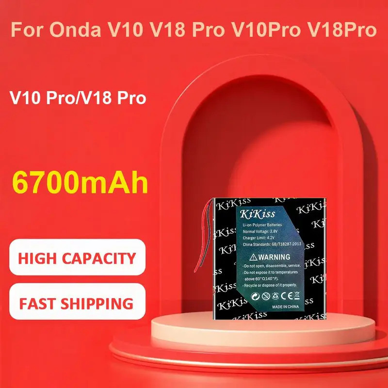 แบตเตอรี่ KiKiss สําหรับ Onda V10 V18 Pro,V10 Pro/V18 Pro,6700mAh