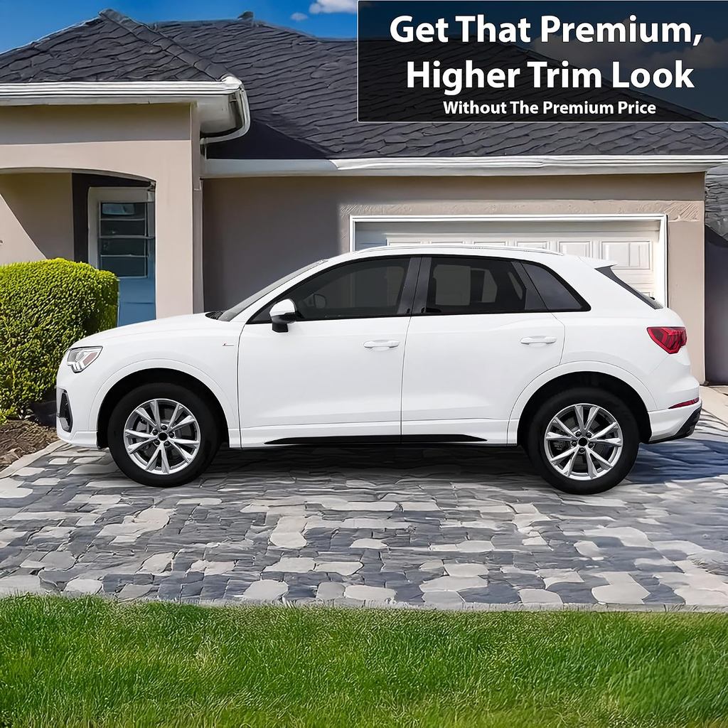 รูปลักษณ์ที่สง่างาม BOGAR TECH DESIGNS Side Window Trim Chrome ลบทับอยู่กับ Audi Q3 2019-2025, สีดํา