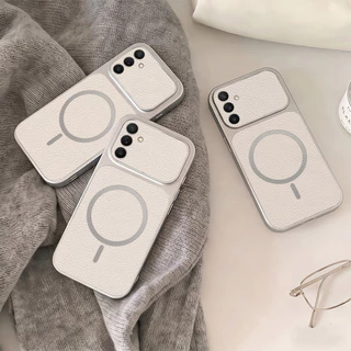 INS เคสไอโฟน for Samsung A07 A17 A56 A55 A54 A36 A16 A05S S23 S24 S25Ultra S25FE สไตล์มินิมอล หรูหรา วัสดุหนังแกะผสม