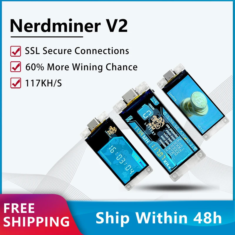 HUI อัพเกรด Miner สําหรับคอมพิวเตอร์ nerd 385KH/s หน้าจอสี BTC Solo Lottery Mining Miner Mini Bitcoi