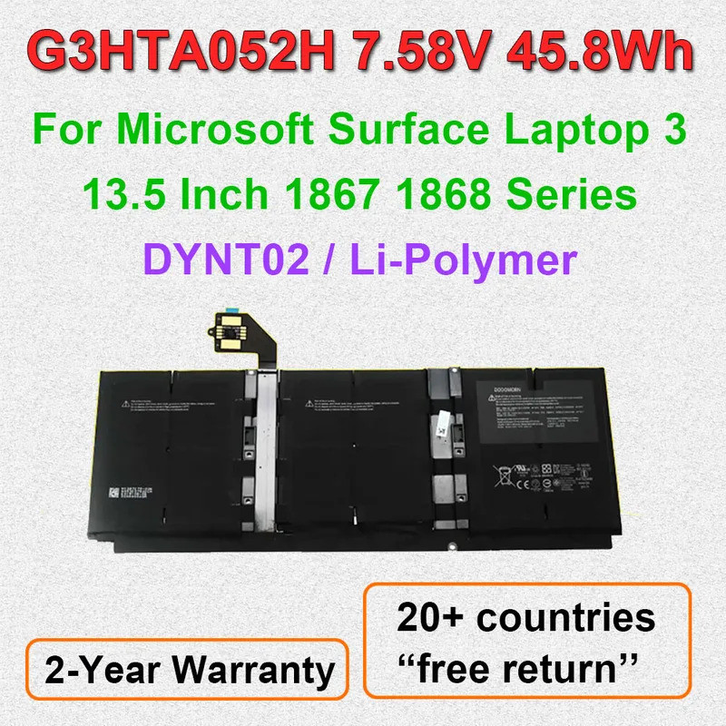 DYNT02 G3HTA052H แบตเตอรี่แล็ปท็อปสําหรับ Microsoft Surface แล็ปท็อป 3 13.5 นิ้ว 1867 868 Series 7.5