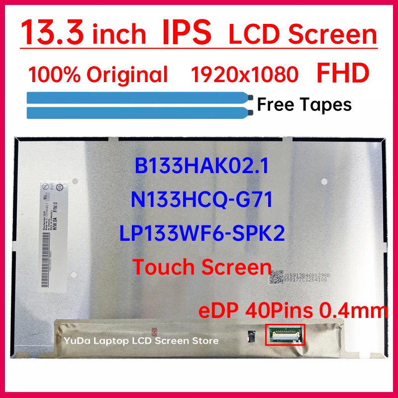 13.3 "หน้าจอสัมผัส B133HAK02.1 LP133WF6-SPK2 N133HCQ-G71 สําหรับ Dell Latitude 13 5300 7300 5310 731
