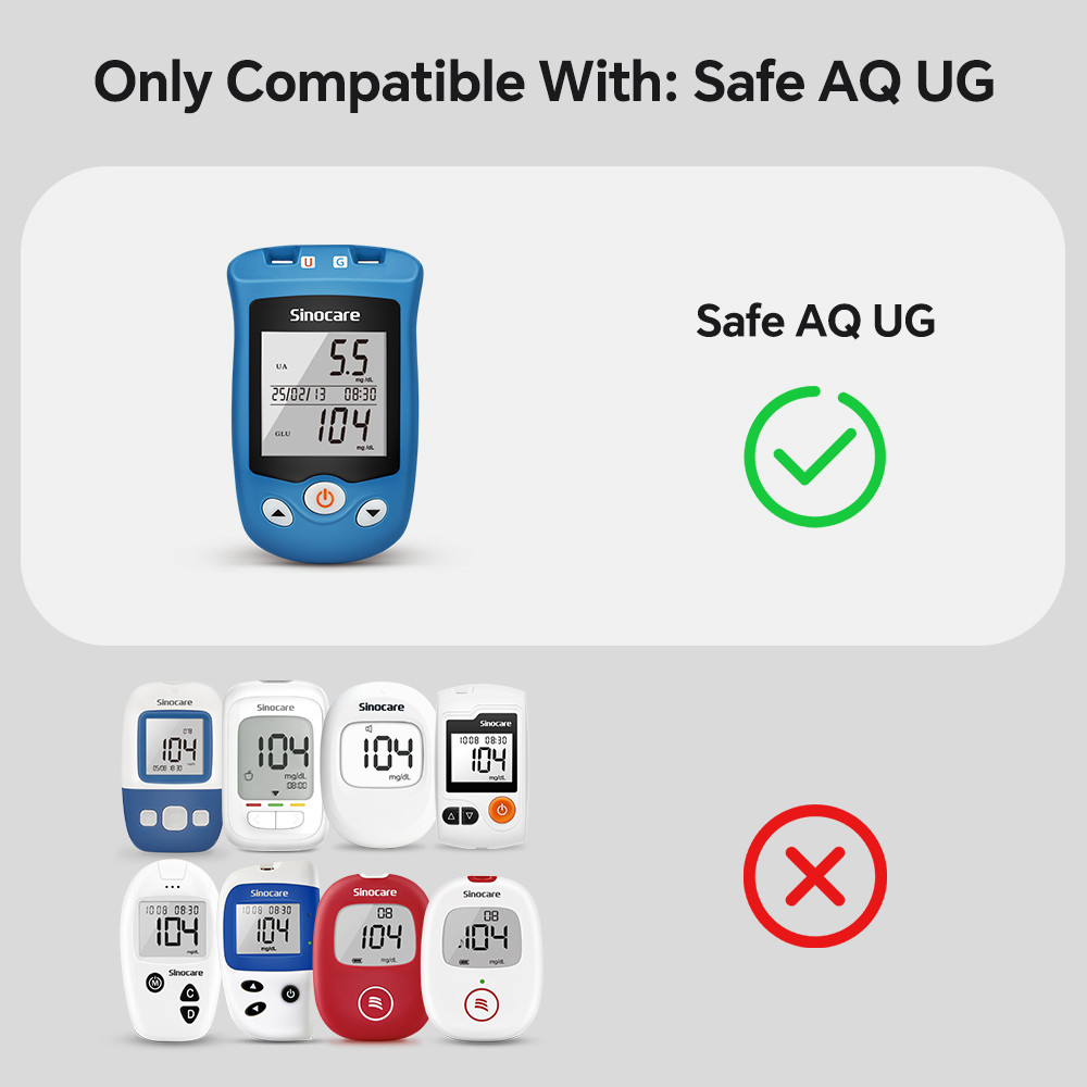 50 ชิ้น Sinocare Blood Glucose Test Strips ที่ปลอดภัย AQ UG เท่านั้น QENZ