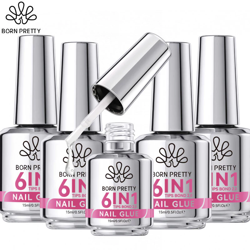 【Local】BORN PRETTY ใหม่ 2.0 6-in-1 กาวทาเล็บเจลชุดยาทาเล็บ Strengthener เล็บปลอมเคล็ดลับฐานเจล Top Coat Soak Off Building Nail Art 15ml