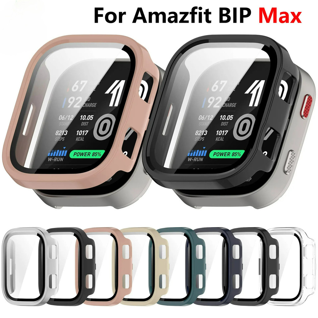 แก้ว + กรณีสําหรับ Amazfit BIP Max ป้องกันหน้าจอ Anti-scratch ฟิล์มกันชนป้องกัน PC สําหรับ Amazfit Bip Max อุปกรณ์เสริม