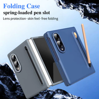 เคสพับสําหรับ Samsung Galaxy Z Fold 8/Wide Fold 8 Ultra/Fold8/Wide Fold7/Fold7/Fold6/Fold5/Fold4/Fold3 5G ผิวแมตต์ สัมผัสนุ่ม พร้อมช่องใส่ปากกา รองรับ S Pen พร้อมฟิล์มกันรอยนิรภัย