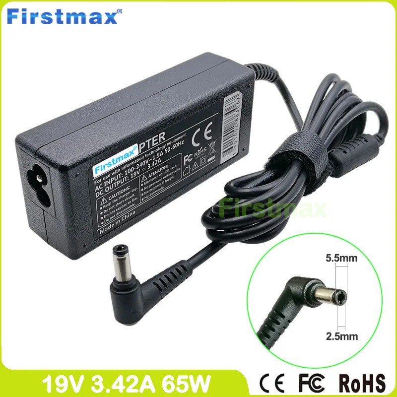19V 3.42A 65W AC Charger สําหรับ Toshiba Tecra R700 R800 R840 R940 R950 Satellite pro C840 L500D L83