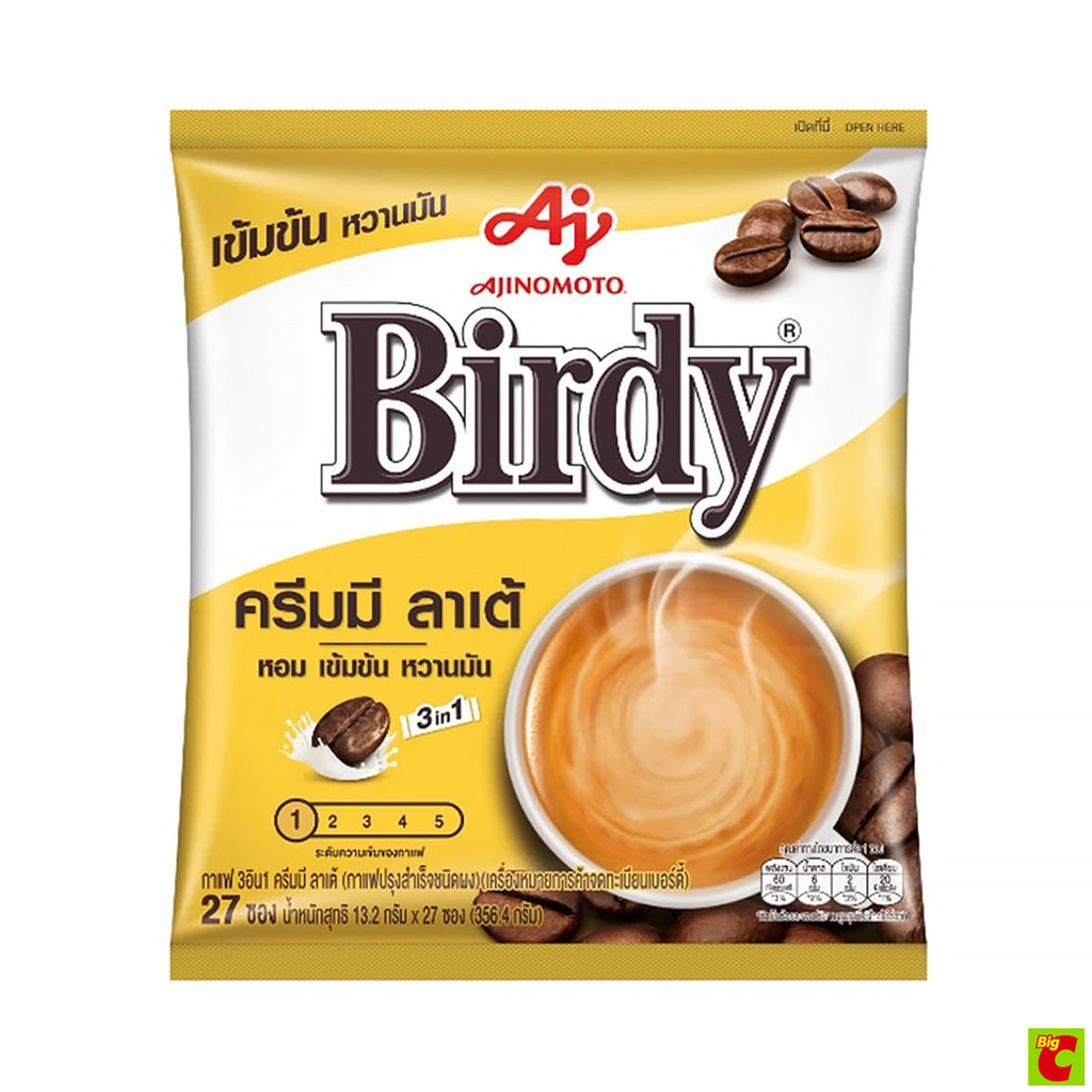 เบอร์ดี้ กาแฟสำเร็จรูป 3อิน1 ครีมมี่ลาเต้ 13.2 ก. แพ็ค 27 ซอง