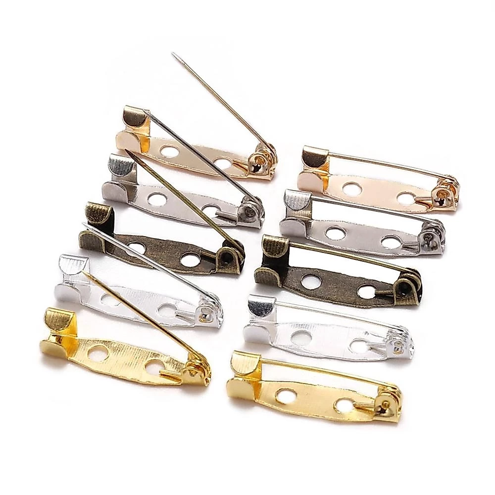 ฐานเข็มกลัด สีเงิน สีทอง สําหรับทําเครื่องประดับ DIY ขนาด 15/20/25 มม. 30 มม. 35 มม. 50 ชิ้น/ชุด
