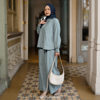 Ventedaily - Seana Oneset Setelan Celana Wanita Muslimah Baju Kerja Casual Outfit Hangout Ngantor Adem
